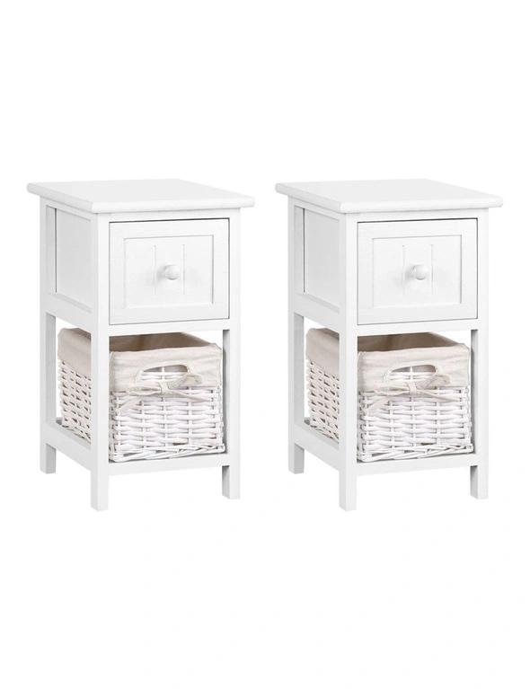 Artiss 2 Pcs Bedside Table - White - One Size, hi-res image number null