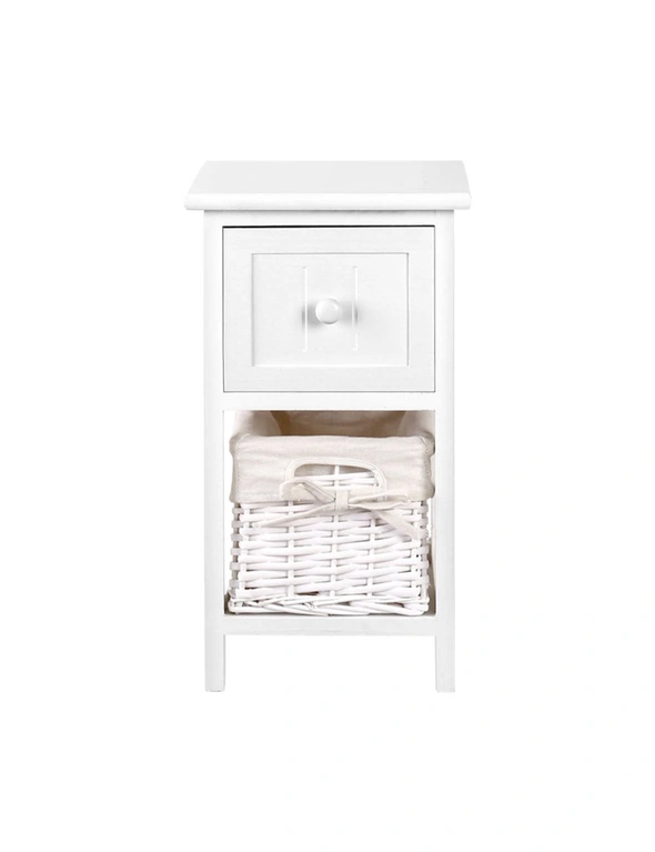 Artiss 2 Pcs Bedside Table - White - One Size, hi-res image number null