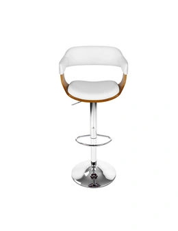 Artiss Set Of 2 Wooden Pu Leather Bar Stool - White And Chrome - One Size