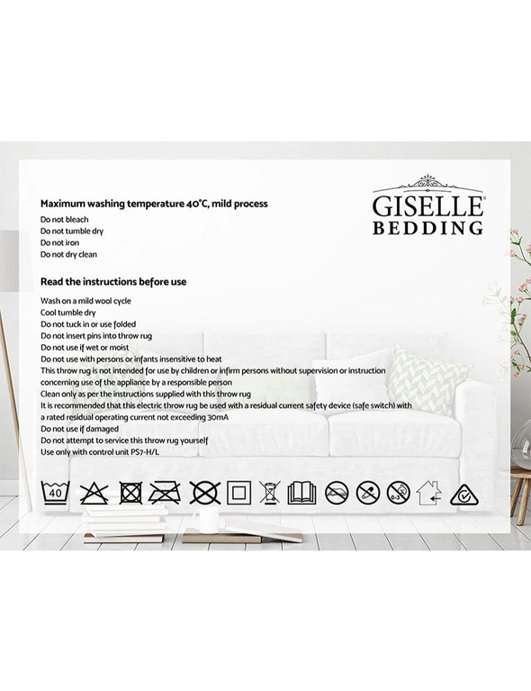 Giselle Bedding Heated Electric Throw Rug Fleece Sunggle Blanket Washable Pink - One Size, hi-res image number null