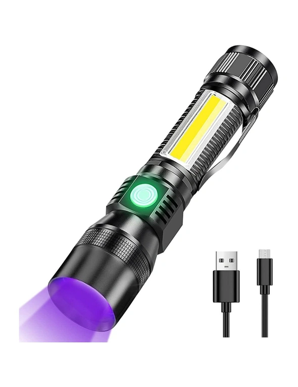 7 Modes Waterproof Rechargeable Uv Light Flashlight Torch For Camping - One Size, hi-res image number null
