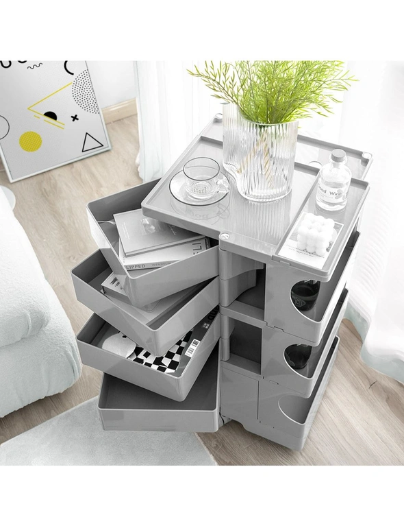 Artissin Bedside Table Side Tables Nightstand Organizer Replica Boby Trolley 5Tier Grey - - Set Of 1, hi-res image number null