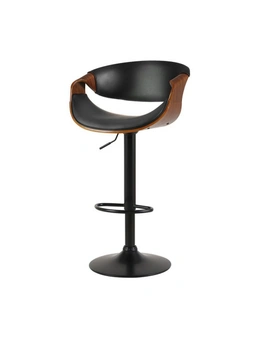 Artiss Bar Stools Swivel Chair Kitchen Gas Lift Wooden Leather Black - One Size