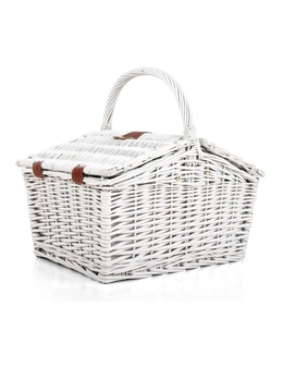 Alfresco 2 Person Picnic Basket Vintage Baskets Outdoor Insulated Blanket - White - One Size
