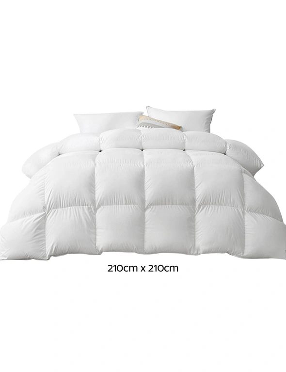Giselle Bedding Duck Down Feather Quilt 500Gsm Queen Size - White - One Size, hi-res image number null