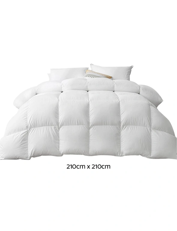 Giselle Bedding Queen Size 500Gsm Goose Down Feather Quilt - White - One Size, hi-res image number null