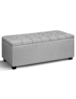 Artiss Storage Ottoman Footstool Blanket Box Stool Bench Toy Seat Grey - One Size