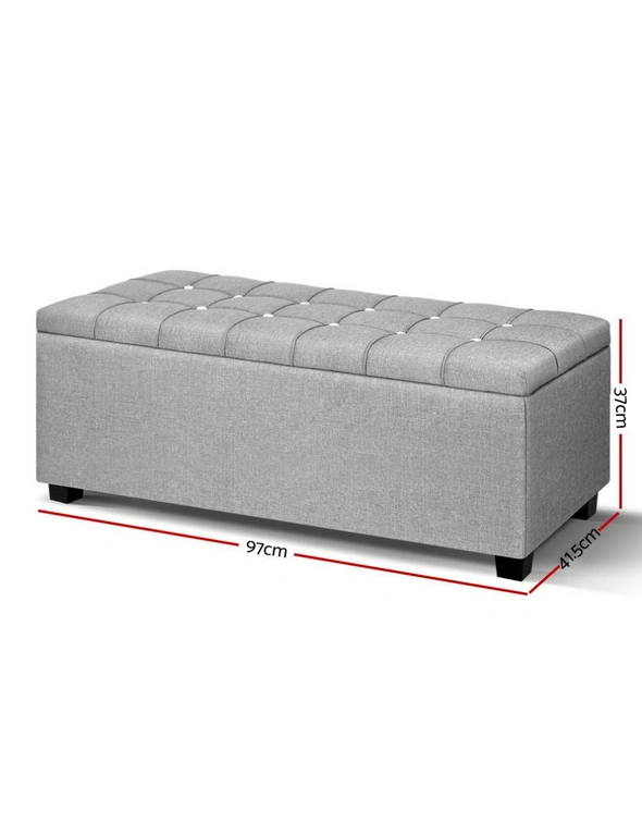 Artiss Storage Ottoman Footstool Blanket Box Stool Bench Toy Seat Grey - One Size, hi-res image number null