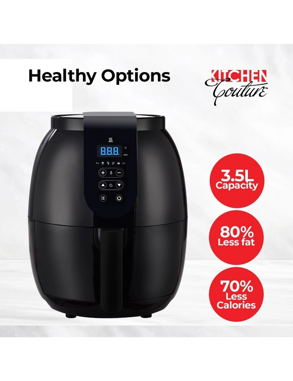 Kitchen Couture 3.5 Litre Digital Display Black Air Fryer Oil Free Cooking - One Size, hi-res image number null