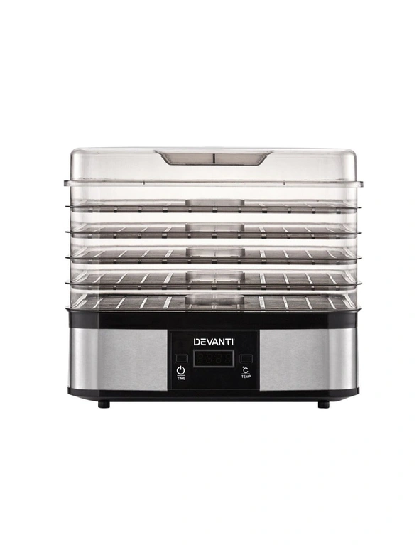 Devanti Food Dehydrator With 5 Trays - Silver - One Size, hi-res image number null
