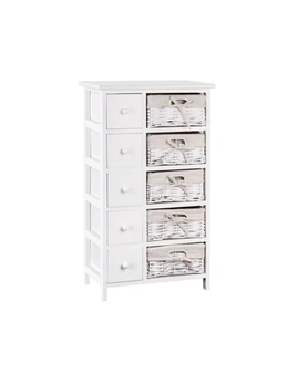 Artiss 5 Basket Storage Drawers - White - One Size