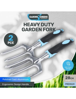 Garden Greens 2PK Garden Fork Hand Tools Anti Rust Premium Quality 28cm