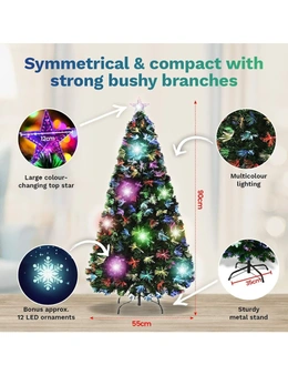 Christmas By Sas SAS 90cm Fibre Optic/LED Christmas Tree 90 Tips Multicolour Star & Ornaments