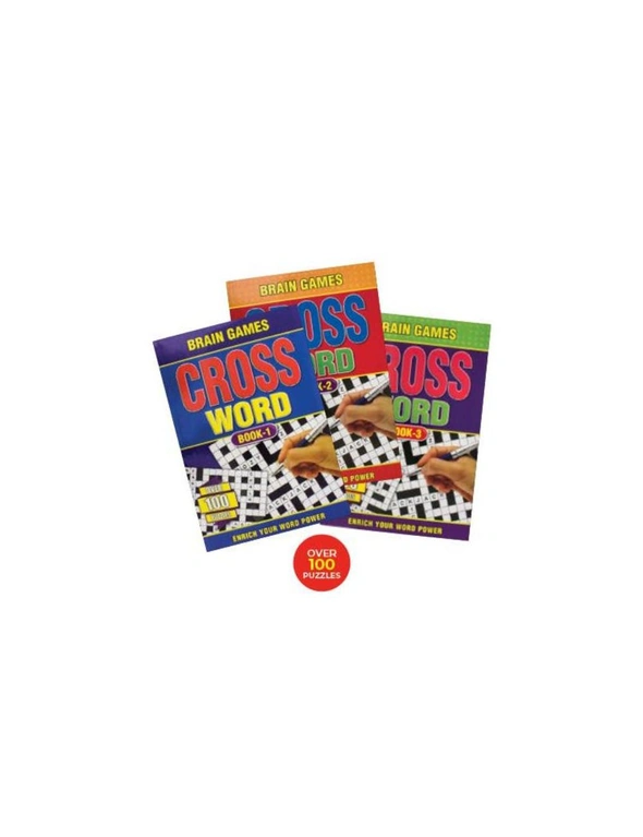Office Central 3 Pack A5 Crossword Puzzles 144pg Activity Books Brain Games Adults Kids Mind, hi-res image number null