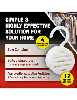 6PCE Pest Control Mothballs Easy Secure Cage Hang Handle 12G Moths