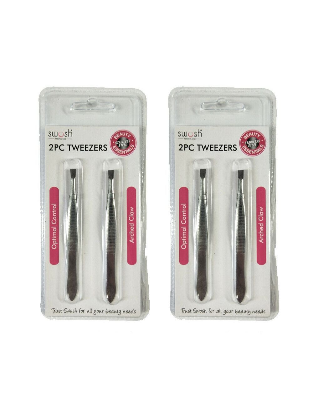 Swosh 4 PCE Tweezers Set Stainless Steel Slant Tip Tweezer