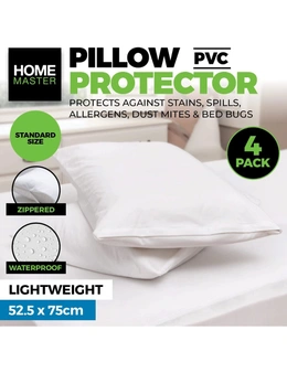 PVC Pillow Protector 52.5cm x 75cm each 2pk White Pillow Covers Zip Closure