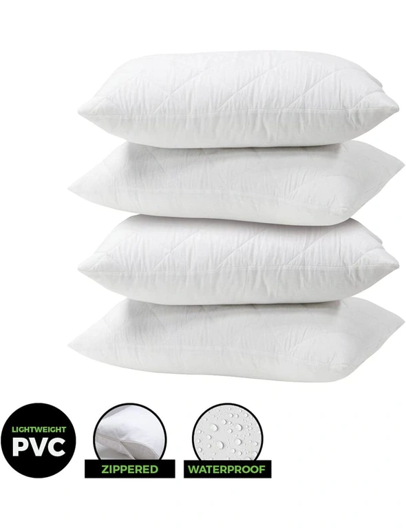 PVC Pillow Protector 52.5cm x 75cm each 2pk White Pillow Covers Zip Closure, hi-res image number null