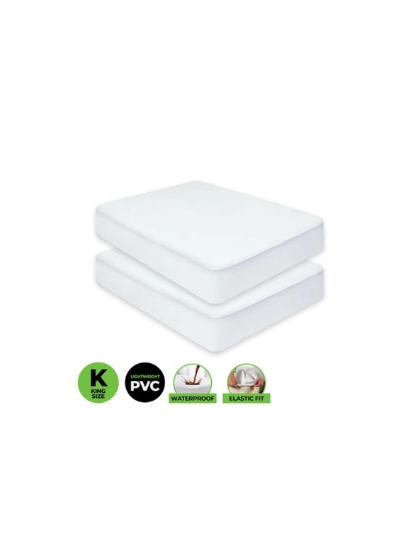 Home Master 2PCE Mattress Protector King Size Elastic Fit 195 x 200cm, hi-res image number null