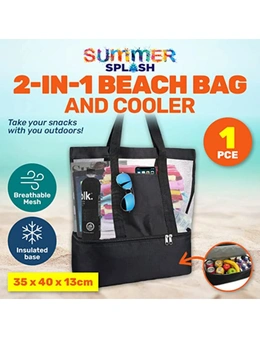 Summer Splash Beach Bag With Cooler Compartment Clear Mesh 35 x 40cm