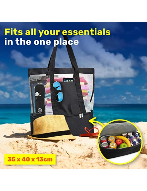 Summer Splash Beach Bag With Cooler Compartment Clear Mesh 35 x 40cm, hi-res image number null