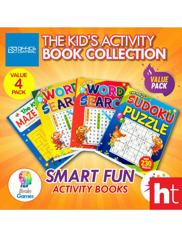 Office Central 4PK Activity Books Children Puzzles Word Search Fun Learning Clever Value Pack, hi-res image number null