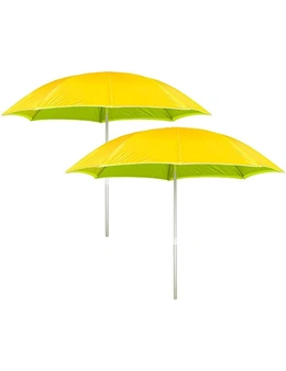 Summer Splash  2PK Beach Umbrella & Storage Bag Beach Picnic Wind Proof Adjustable 87 x 180cm (Yellow)