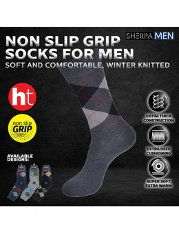 Sherpa 3 Pairs Non Slip Grip Socks for Men -  Soft and Comfortable -  Winter Knitted