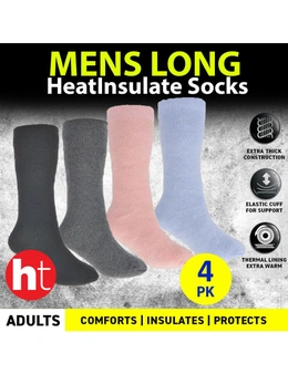 Yatsal  Heat Insulate  4pk Warm Extra Long Socks -  High Thermal and Insulation Socks for Men