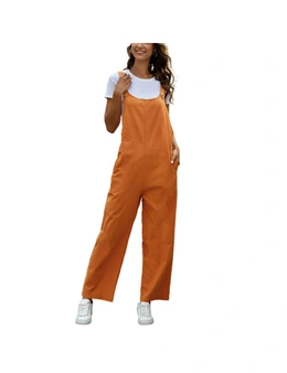 Casual Bib Jumpsuit Overall Pants - Orange