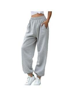 Elastic Jogger Pants  with  Fleece Lining - Light Grey