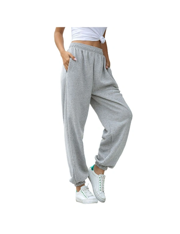 Elastic Jogger Pants  with  Fleece Lining - Light Grey, hi-res image number null