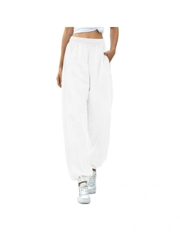 Elastic Jogger Pants  with  Fleece Lining - White