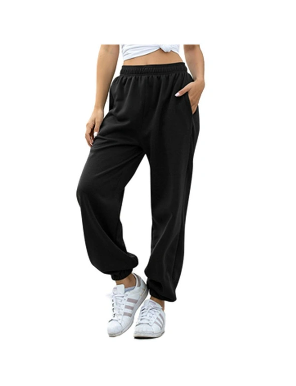 Elastic Jogger Pants  with  Fleece Lining - Black, hi-res image number null