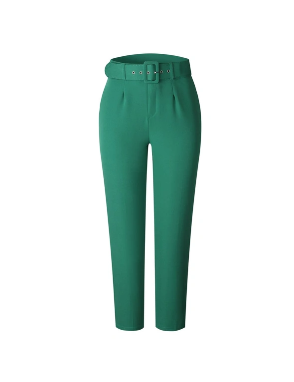 High Waist Slim Suit Pants - Green, hi-res image number null