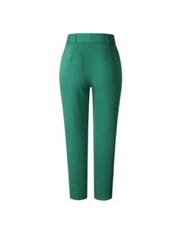 High Waist Slim Suit Pants - Green