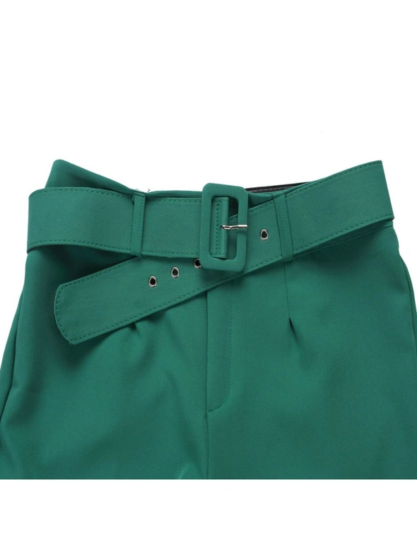 High Waist Slim Suit Pants - Green, hi-res image number null