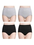 Ladies High Waisted Cotton Underwear - 4 Pack - 2x Grey and 2x Black, hi-res