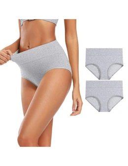 Ladies High Waisted Cotton Underwear - 4 Pack - 2x Grey and 2x Black
