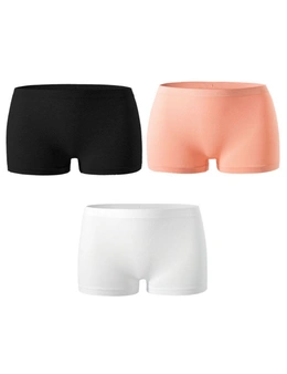 Women's Seamless Nylon Boyshort Panties - 3 Pack - Black, White, Pink