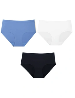 Women’s Seamless No Show Underwear - 3 Pack - Black, White, Blue