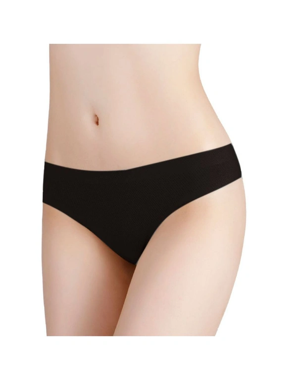 Women Breathable Underwear Thongs 3 Pack - Black, White, Skin, hi-res image number null