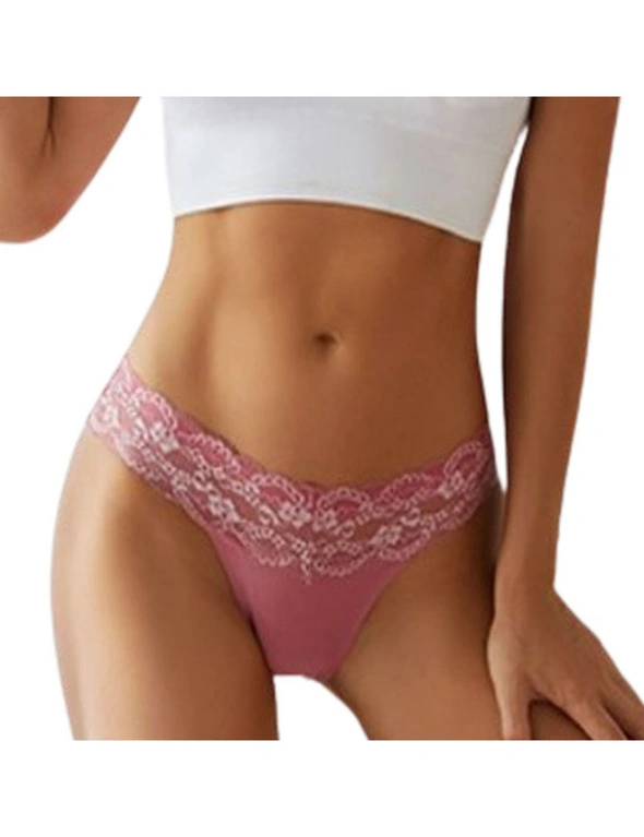 Women Sexy Lace High Cut Hipster Underwear - 3 Pack - Black, Skin, Rose Red, hi-res image number null