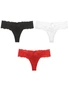 Lace Thongs for Women - 3 Pack - Black, White, Red, hi-res