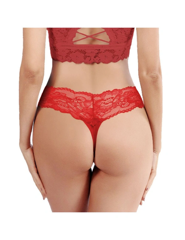 Lace Thongs for Women - 3 Pack - Black, White, Red, hi-res image number null
