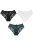 Womens Lace Half Back Coverage Panties - 3 Pack - Black, White, Blue, hi-res