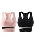 Womens Sports Bras - 2 Pack - Black and Pink, hi-res