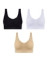 Womens Sports Bras with Pads - 3 Pack - Black, White, Skin, hi-res