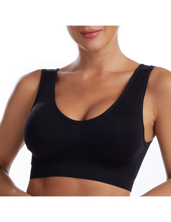 Womens Sports Bras with Pads - 3 Pack - Black, White, Skin, hi-res image number null