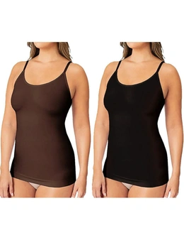 Womens Camisole Tank Top - 2 Pack - Black and Brown